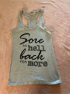 Sore As Hell Back For More Women's Grey Graphic Racerback Tank